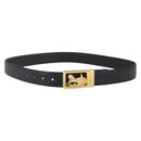 CELINE Horse Carriage Belt Leather 38.6"" Black Auth th6491-1