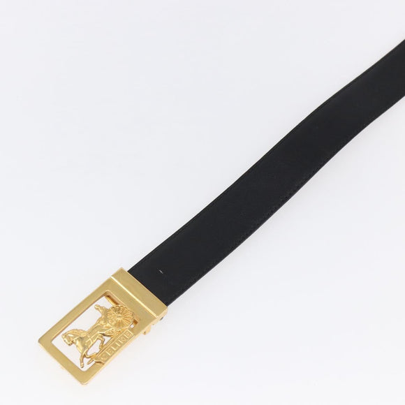 CELINE Horse Carriage Belt Leather 38.6"" Black Auth th6491