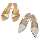 LOUIS VUITTON Shoes Leather Canvas 2 Set Silver White LV Auth th6500-1