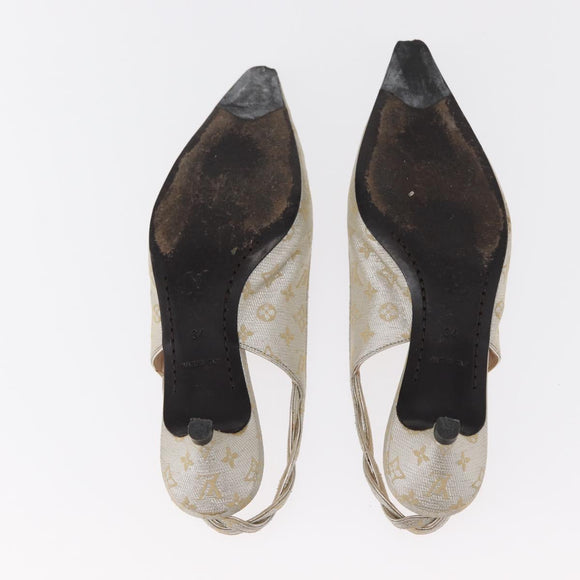 LOUIS VUITTON Shoes Leather Canvas 2 Set Silver White LV Auth th6500