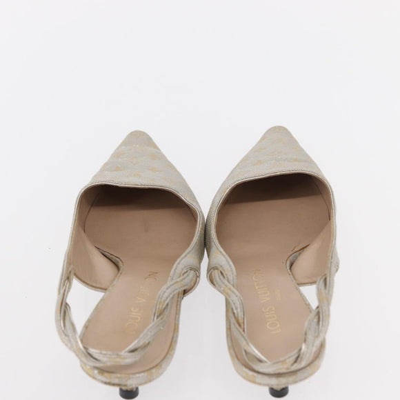 LOUIS VUITTON Shoes Leather Canvas 2 Set Silver White LV Auth th6500