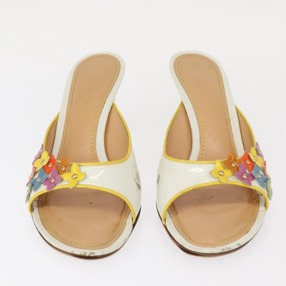 LOUIS VUITTON Shoes Leather Canvas 2 Set Silver White LV Auth th6500