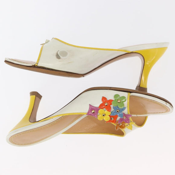 LOUIS VUITTON Shoes Leather Canvas 2 Set Silver White LV Auth th6500