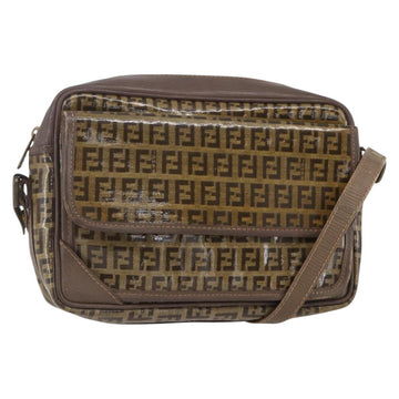 FENDI Zucchino Canvas Shoulder Bag Beige Auth th6516