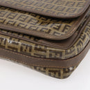 FENDI Zucchino Canvas Shoulder Bag Beige Auth th6516-10