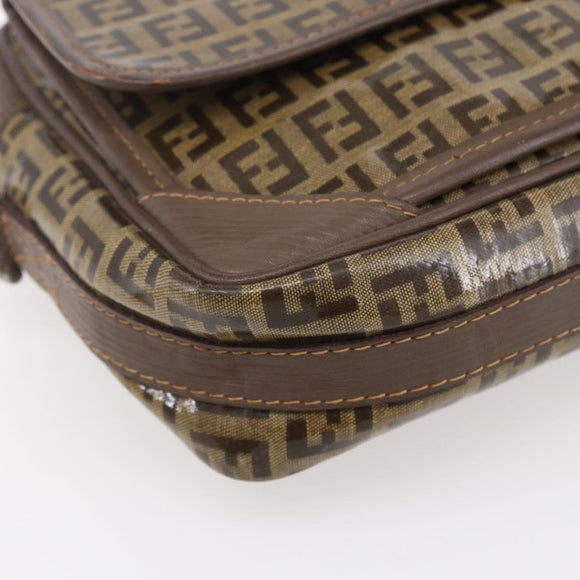 FENDI Zucchino Canvas Shoulder Bag Beige Auth th6516