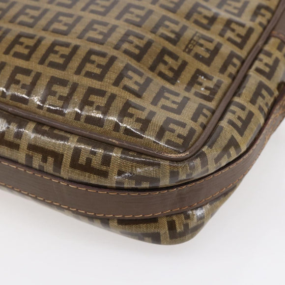 FENDI Zucchino Canvas Shoulder Bag Beige Auth th6516