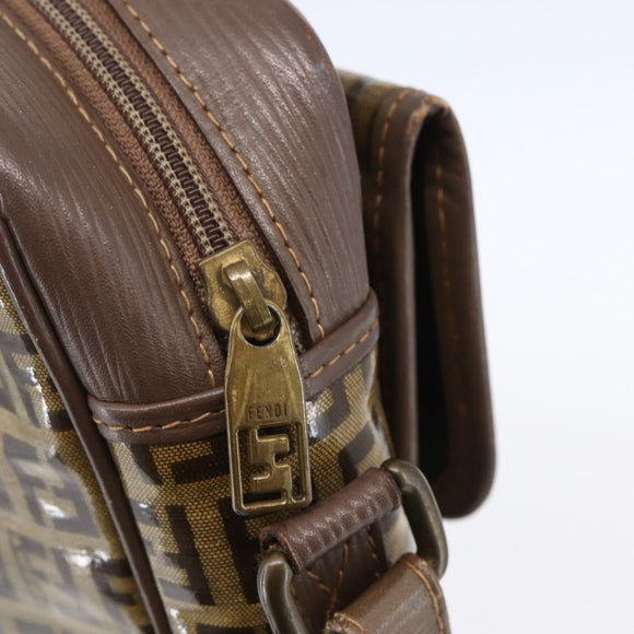 FENDI Zucchino Canvas Schultertasche Beige Auth th6516