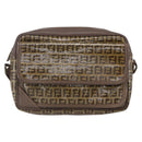 FENDI Zucchino Canvas Shoulder Bag Beige Auth th6516-2