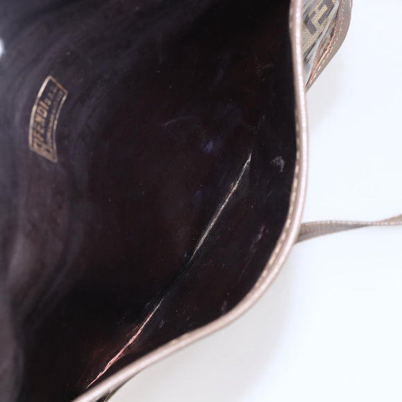 FENDI Zucchino Canvas Shoulder Bag Beige Auth th6516