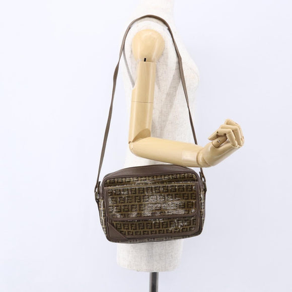 FENDI Zucchino Canvas Schultertasche Beige Auth th6516