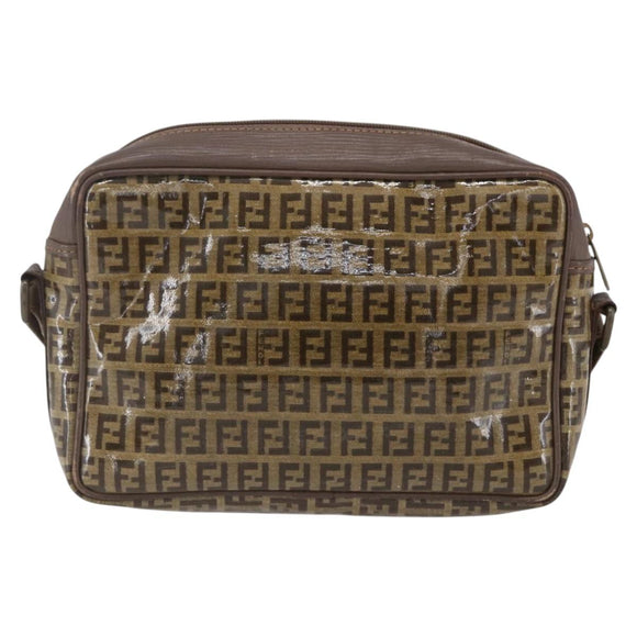 FENDI Zucchino Canvas Schultertasche Beige Auth th6516