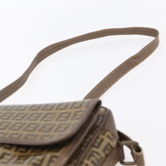 FENDI Zucchino Canvas Shoulder Bag Beige Auth th6516