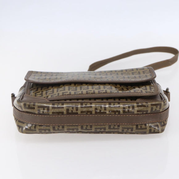 FENDI Zucchino Canvas Schultertasche Beige Auth th6516