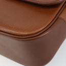 Burberrys Hand Bag Leather Brown Gold Auth th6517-10