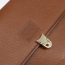 Burberrys Hand Bag Leather Brown Gold Auth th6517-14