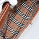 Burberrys Hand Bag Leather Brown Gold Auth th6517-16