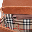 Burberrys Hand Bag Leather Brown Gold Auth th6517-19