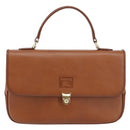 Burberrys Hand Bag Leather Brown Gold Auth th6517-2