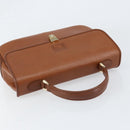 Burberrys Hand Bag Leather Brown Gold Auth th6517-6