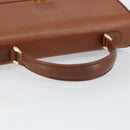 Burberrys Hand Bag Leather Brown Gold Auth th6517-7