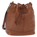 Burberrys Shoulder Bag Leather Brown Gold Auth th6518-1