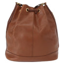 Burberrys Shoulder Bag Leather Brown Gold Auth th6518-3