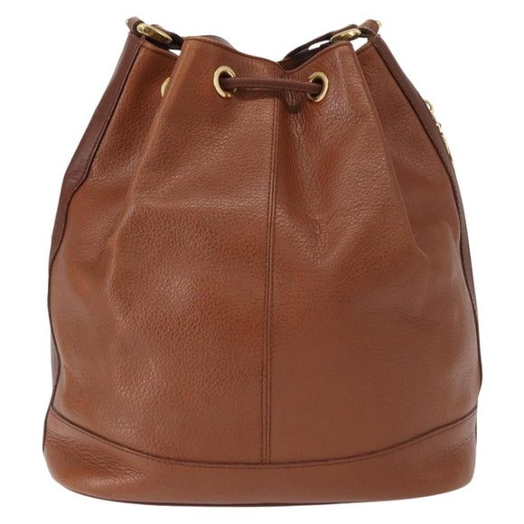 Burberrys Shoulder Bag Leather Brown Gold Auth th6518