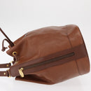 Burberrys Shoulder Bag Leather Brown Gold Auth th6518-5