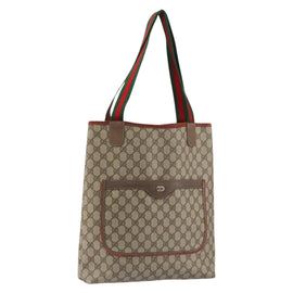GUCCI GG Supreme Web Sherry Line Tote Bag PVC Beige Red 39 02 003 Auth th6519