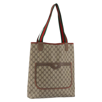 GUCCI GG Supreme Web Sherry Line Tote Bag PVC Beige Red 39 02 003 Auth th6519