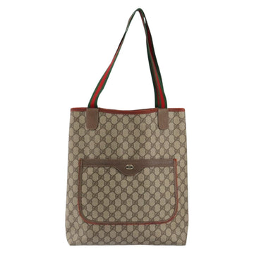 GUCCI GG Supreme Web Sherry Line Tote Bag PVC Beige Red 39 02 003 Auth th6519 - 0