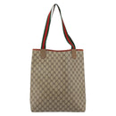 GUCCI GG Supreme Web Sherry Line Tote Bag PVC Beige Red 39 02 003 Auth th6519-3