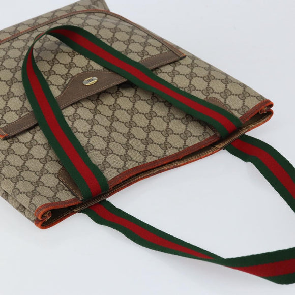 GUCCI GG Supreme Web Sherry Line Tote Bag PVC Beige Red 39 02 003 Auth th6519