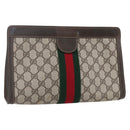 GUCCI GG Supreme Web Sherry Line Bag PVC Beige Red 41 014 2125 28 Auth th6520-1