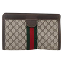 GUCCI GG Supreme Web Sherry Line Bag PVC Beige Red 41 014 2125 28 Auth th6520-3