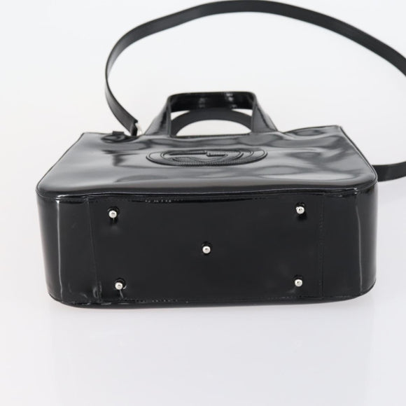 GUCCI Soho Hand Bag Enamel 2way Black Silver 000 1013 0504 Auth th6522