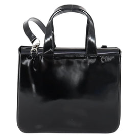 GUCCI Soho Hand Bag Enamel 2way Black Silver 000 1013 0504 Auth th6522 - 0