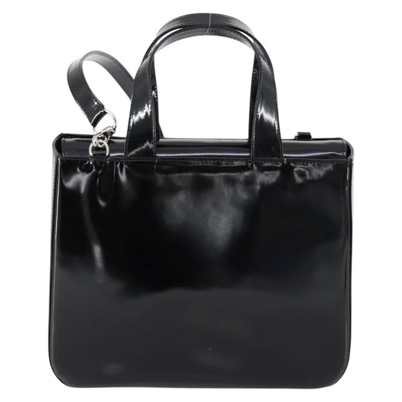 GUCCI Soho Hand Bag Enamel 2way Black Silver 000 1013 0504 Auth th6522