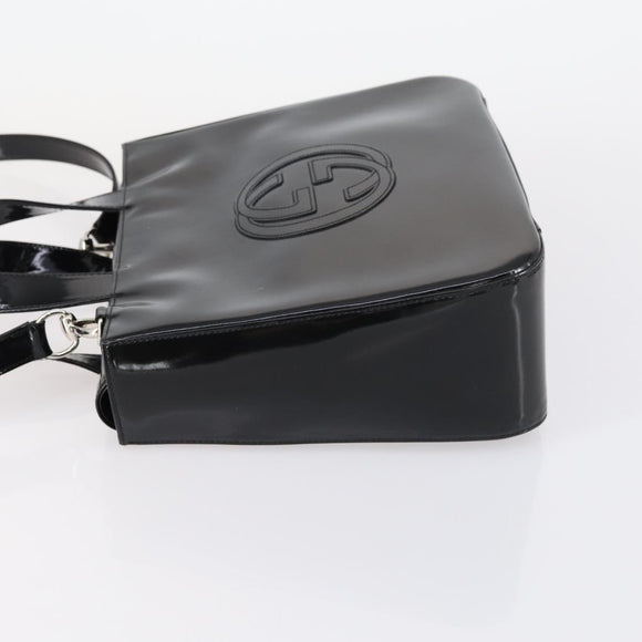 GUCCI Soho Hand Bag Enamel 2way Black Silver 000 1013 0504 Auth th6522