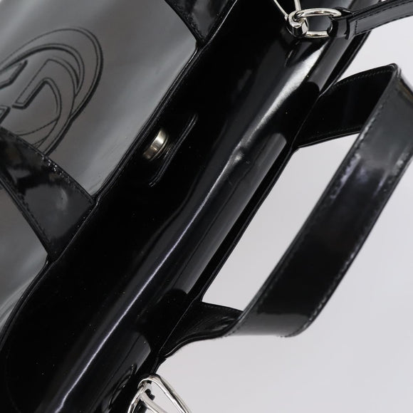 GUCCI Soho Hand Bag Enamel 2way Black Silver 000 1013 0504 Auth th6522