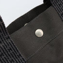 HERMES Her Line MM Hand Bag Canvas Gray Silver Auth th6523-17