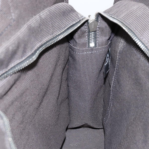 HERMES Her Line MM Hand Bag Canvas Gray Silver Auth th6523