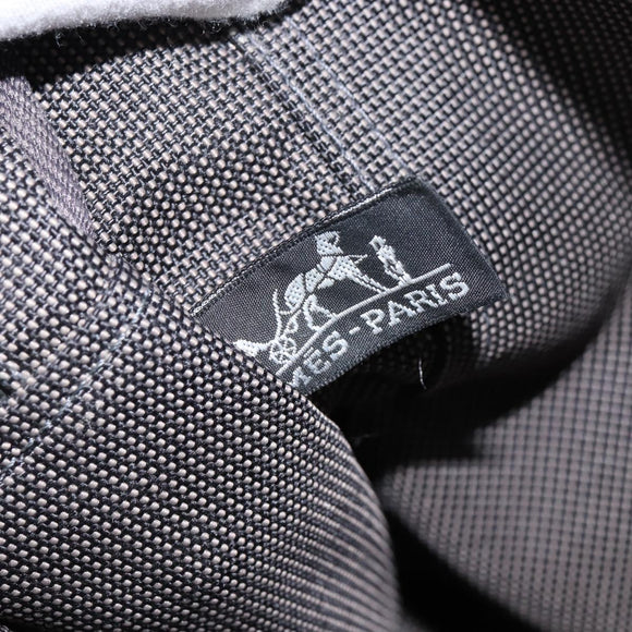 HERMES Her Line MM Hand Bag Canvas Gray Silver Auth th6523