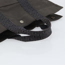 HERMES Her Line MM Hand Bag Canvas Gray Silver Auth th6523-7