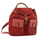 GUCCI Bamboo Backpack Suede Red Gold 003 2058 0016 Auth th6525-1