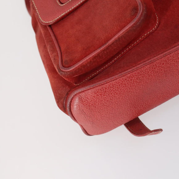 GUCCI Bamboo Backpack Suede Red Gold 003 2058 0016 Auth th6525