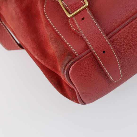 GUCCI Bamboo Backpack Suede Red Gold 003 2058 0016 Auth th6525