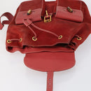 GUCCI Bamboo Backpack Suede Red Gold 003 2058 0016 Auth th6525-18