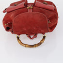 GUCCI Bamboo Backpack Suede Red Gold 003 2058 0016 Auth th6525-6